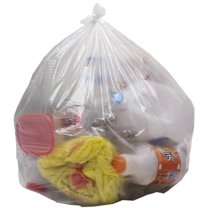 Aluf Plastics 95 Gallon 1.5 MIL Clear Heavy Duty Curbside Receptacle Trash Bags - 61" x 68" - Pack of 32 - Contractor, Construction, Industrial, & Commercial