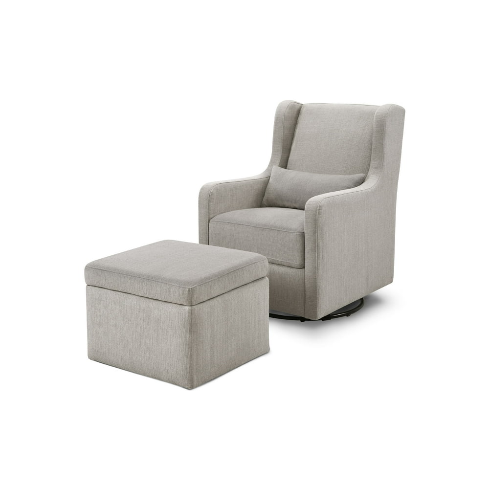 Carter's Adrian Swivel Glider with Storage Ottoman, Grey Linen