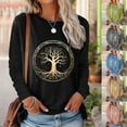 thumbnail image 2 of Oversized Sweatshirt for Women Graphic Crewneck Sweatshirt Fall Soft Cotton Blend Trendy Tree Printed Pullover Hoodie Womens Crewneck Sweatshirt Green S, 2 of 4