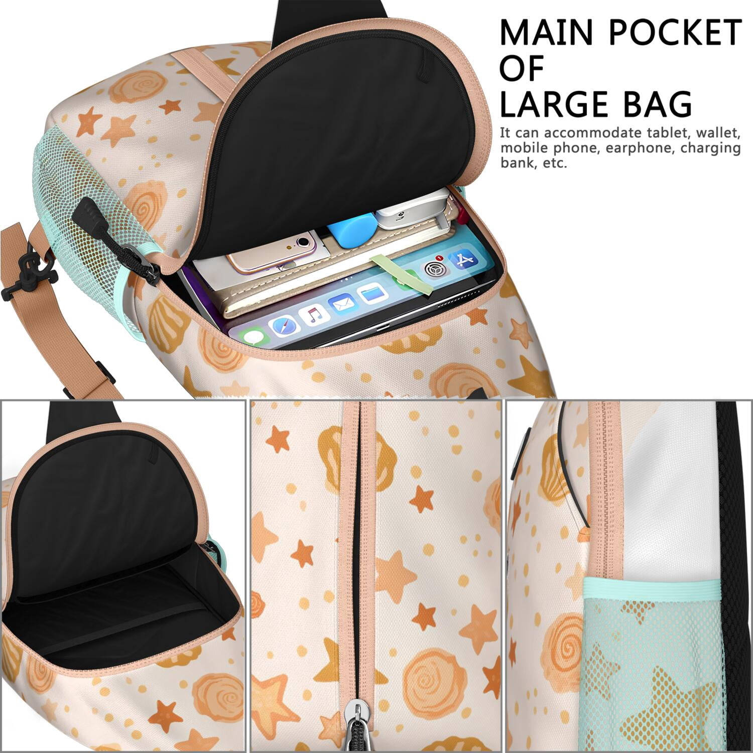 Chest Bag Crossbody Shoulder Bag Crossbody Shoulder BagCrossbody Sling Bag for Men Women Travelers Starfish