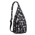 thumbnail image 1 of Cute Cartoon Dog Sling Backpack - Funny Bone Pattern Shoulder Bag (Adorable Pet Design, Lightweight & Durable), 1 of 4