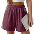thumbnail image 6 of Gifts USSUMA Womens Colorblock Patchwork Wide Leg Five Inch Inseam Shorts High Waist Elastic Waist Pull On Breathable Cotton Blend Relaxed Fit Casual Summer Beachwear Travel, 6 of 7