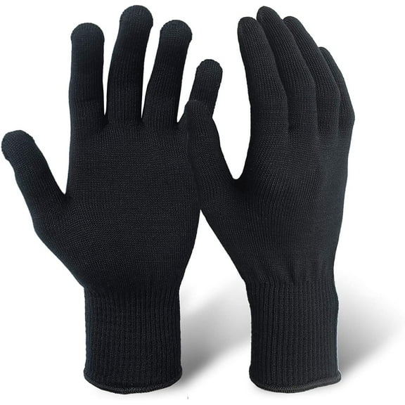 EvridWear Silk Knit Unisex Adult Gloves Eco-friendly Liner Anti-UV Hypoallergenic All Season (Full Finger, L, Black)