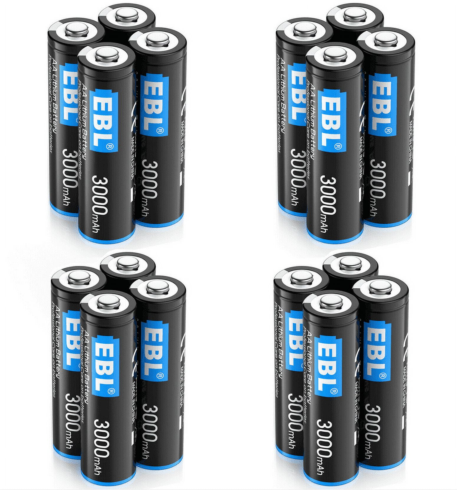 EBL 16 Pack 3000mAh 1.5V Lithium AA Batteries - High Performance Constant Volt AA Lithium Battery for High-Tech Devices (Non-Rechargeable)