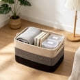 thumbnail image 6 of JJV Rainbow Rope Basket Woven Storage Basket Decorative Storage Bin for Organizing 14.7x9.8x8.7 Inch Rectangle Storage Basket for Closet Shelf Home Decor, 6 of 6