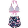 thumbnail image 4 of Womens Two Piece Swimsuits Halter Neck Top High Waisted Bathing Suits Tummy Control Bikini Swimwear, 4 of 4