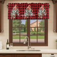 thumbnail image 6 of Christmas Curtain Valances for Windows, Kitchen Valance Window Treatments Panel 2 Pack, Cardinal Pine Cone Branches Black Red Plaid Rod Pocket Short Curtains for Bathroom Bedroom 42 x 12 Inch, 6 of 8