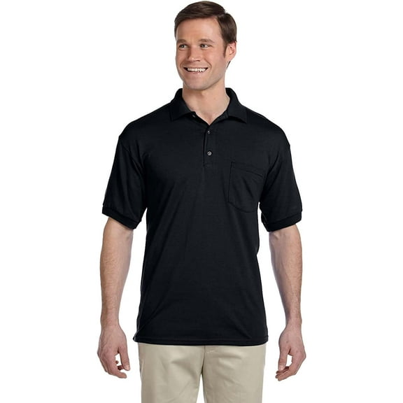 G890 Gildan Adult 50/50 Jersey Polo with Pocket Black 3XL