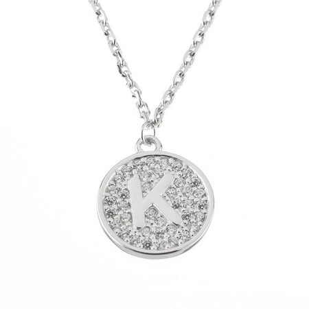 Pori Jewelers Sterling Silver Coin Initial Pendant Necklace made with Swarovski