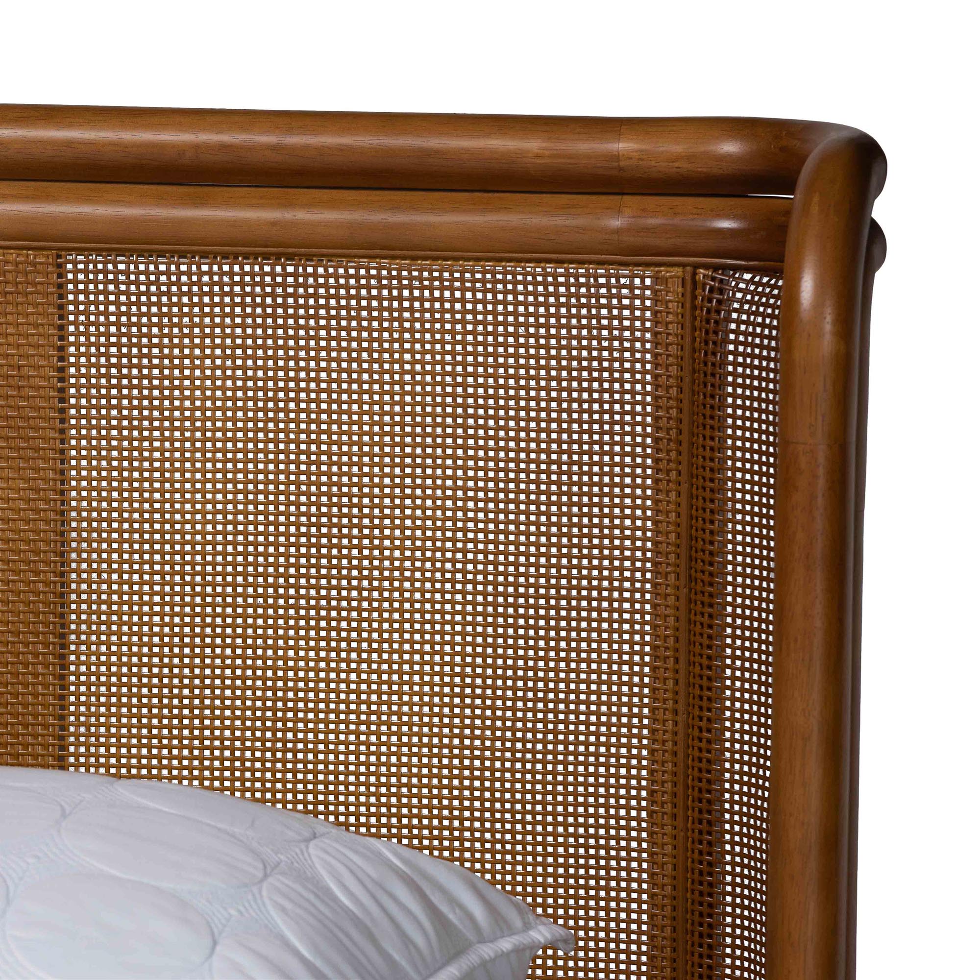 Baxton Studio Harrell Mid-Century Platform Bed, Queen, Walnut Brown