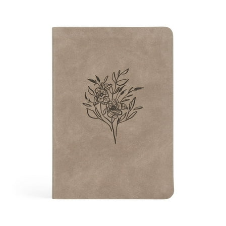 Hosanna Revival, Teen/Adult Notebook, 150-Page Lined Prayer Journal, Taupe Leather-like Softcover with Floral Design, Title: Marlo Theme