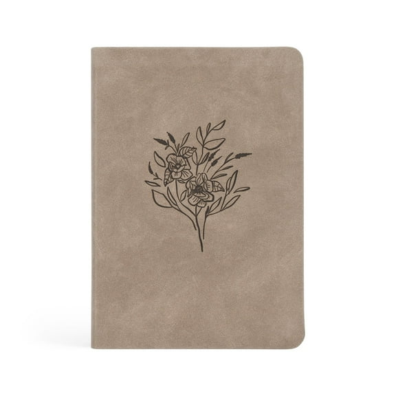 Hosanna Revival, Teen/Adult Notebook, 150-Page Lined Prayer Journal, Taupe Leather-like Softcover with Floral Design, Title: Marlo Theme