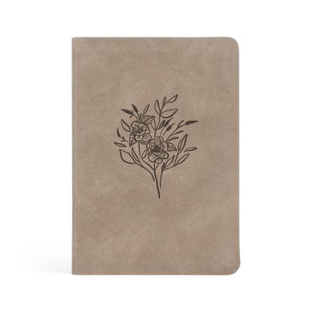 Hosanna Revival, Teen/Adult Notebook, 150-Page Lined Prayer Journal, Taupe Leather-like Softcover with Floral Design, Title: Marlo Theme