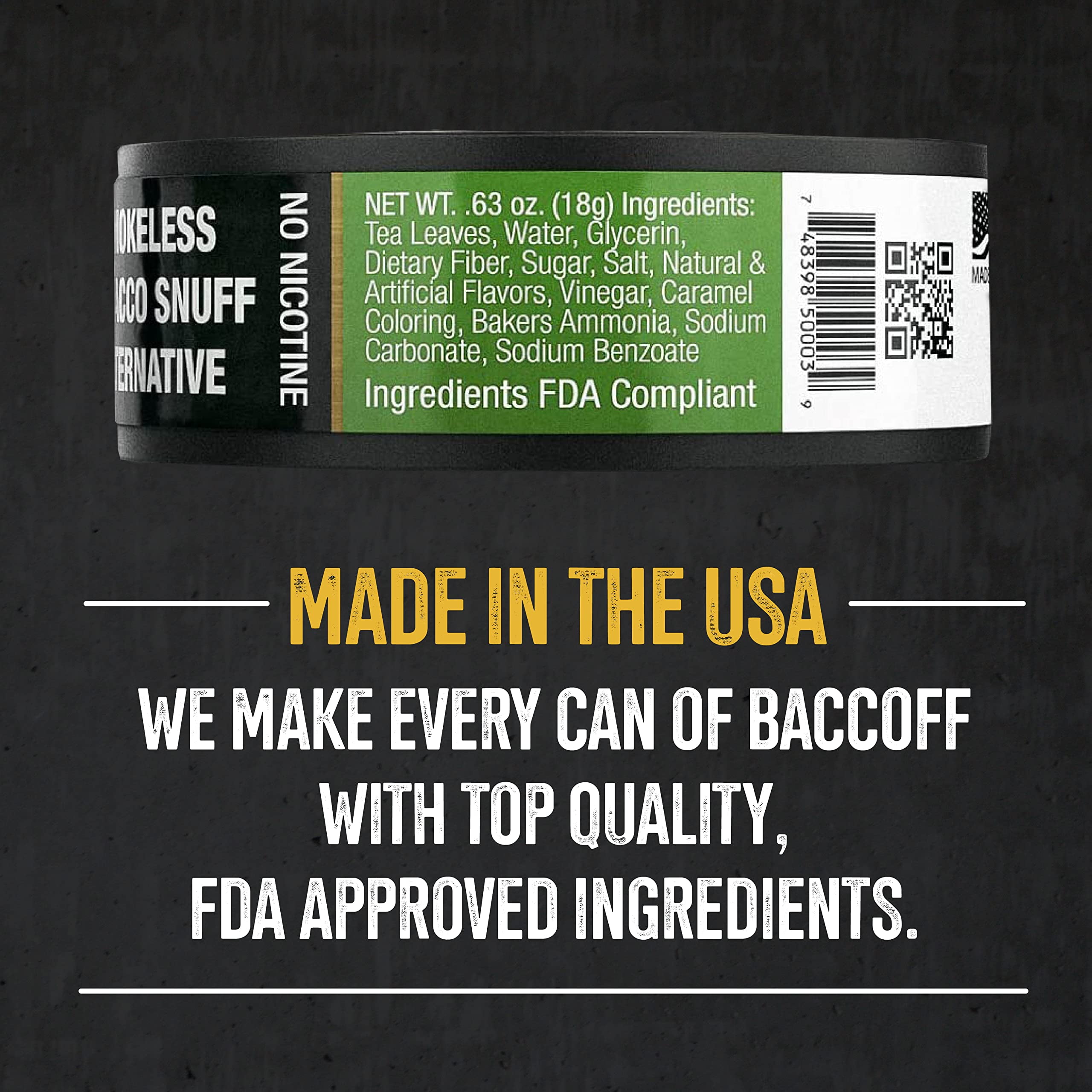 BaccOff, Classic Apple Blend Pouches, Premium Tobacco Free, Nicotine Free Snuff  Alternative (10 Cans)
