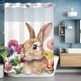 thumbnail image 6 of Easter Rabbit No Hooks Shower Curtain with Snap-in Liner Pink Purple Yellow Flower Daisy Spring Shower Curtains for Bathroom, Waterproof, Easy Install, Washable 72"x96", 6 of 9