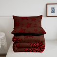 thumbnail image 5 of Manfei Retro Leopard Stars Print Queen Comforter Set,Playful Design Comforter Sets Queen,Brown Red,Black Reversible,3 Pieces,1 Comforter and 2 Pillowcases, 5 of 7
