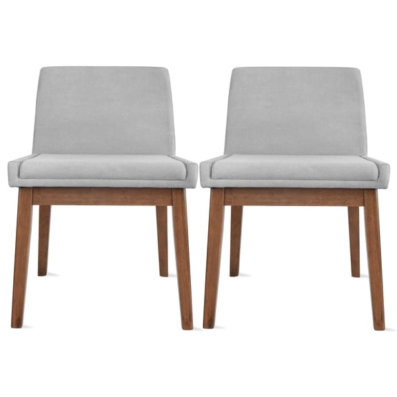 2xhome Set of 2 Brown Wood Leg Dining Room Chair with Gray Cushion Back & Upholstered Seat
