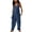 Navy, variant on Baggy Backless Jumpsuit for Women Solid Halter Neck Cotton Linen Rompers with Pockets Lace-Up Boho Wide Leg Beach Playsuit(S,Khaki)