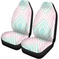 thumbnail image 1 of Juego de 2 fundas de asiento de coche ABPHQTO verde rosa rombo universal, 1 of 4