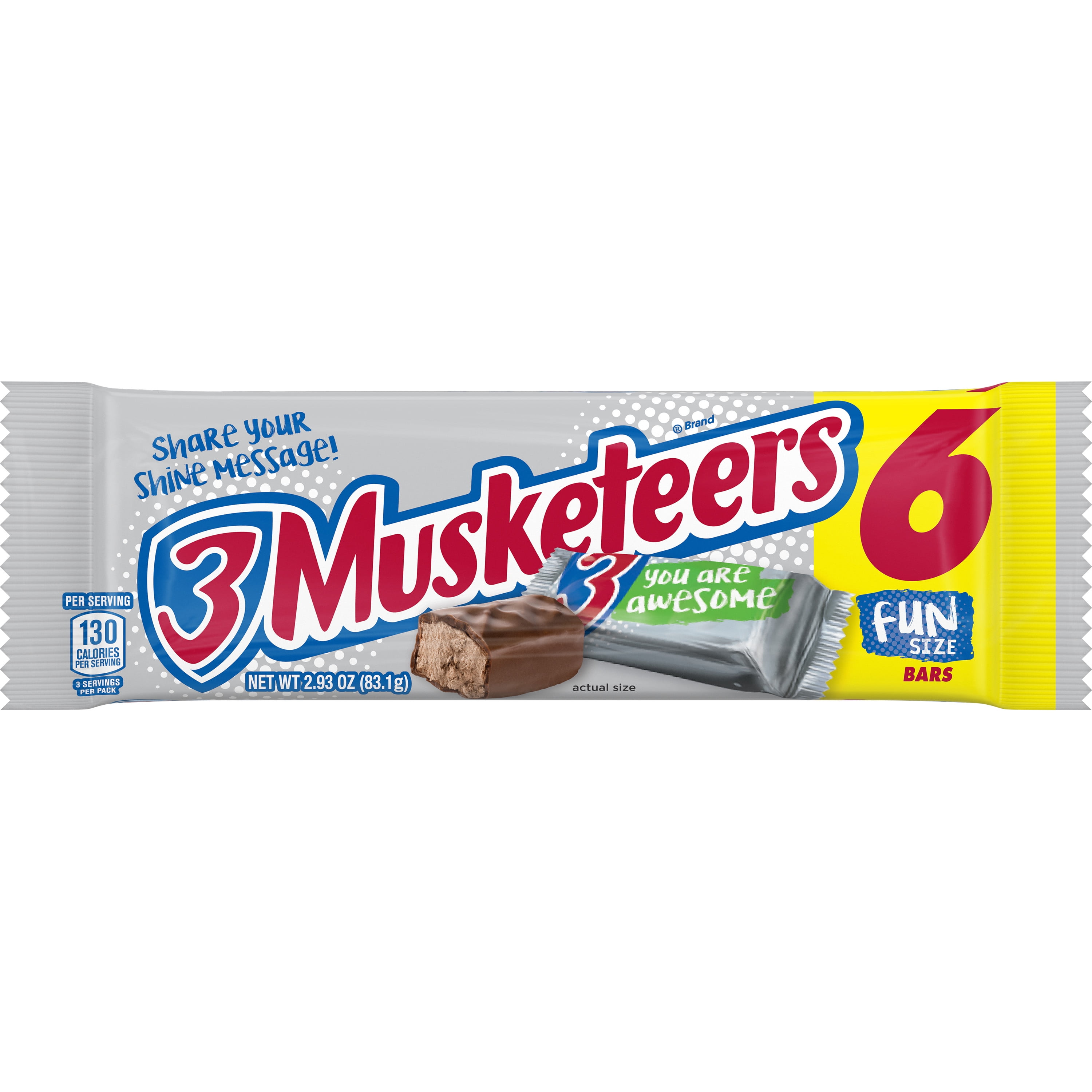 3 Musketeers Fun Size Milk Chocolate Candy Bars - 2.93 oz (Pack of 6)
