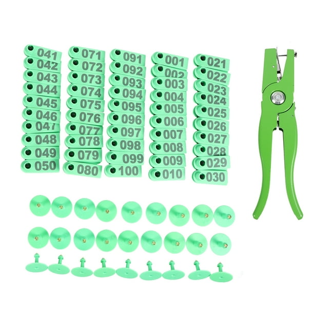 103Pcs Número de plástico Etiqueta de oreja Etiqueta de oreja de ganado Etiqueta de oreja de animal Pin Etiqueta de oreja Alicates