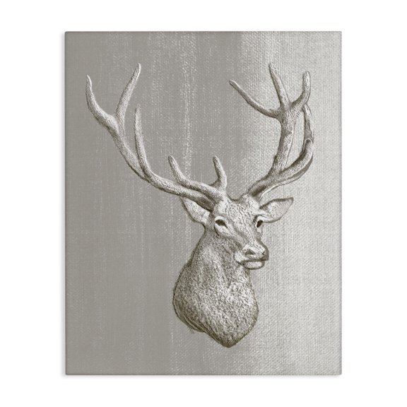 Stupell Industries Farmhouse Moose Bust Animal Gray Design Canvas Art, 16 x 20, by Ziwei Li