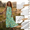 thumbnail image 6 of Xixirimido Lemon Floral Green Print Summer Dresses for Women Linen-like Flowy Casual Sleeveless Maxi Dress Beach Vacation Sundresses with Pockets, Large, 6 of 7