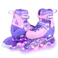 thumbnail image 1 of Babyjoy Patins à Roulettes Lumineux Réglables 4 Tailles avec Roues Lumineuses et Soutien de Sécurité Violet, 1 of 10