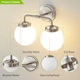 thumbnail image 5 of Deyidn 2 Light Pale Gold Bathroom Vanity Light with White Globe Glass Shade Modern Bathroom Wall E12 Bulb, 5 of 7
