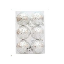 XYAIYT 6 Pack Christmas Decorations Christmas Ornaments Embossed Plastic Hanging Shatterproof Holiday Tree Decor Easy to Hang with Rope Packed In Clear Box Single Ornament 2.5in White