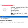 thumbnail image 2 of Fuel Tank - Compatible with 1955 - 1956 Chevy Bel Air, 2 of 2