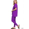 thumbnail image 2 of Zenana Women's V-Neck Short Sleeve & Leggings Comfy Loungewear Activewear Set, 2 of 3