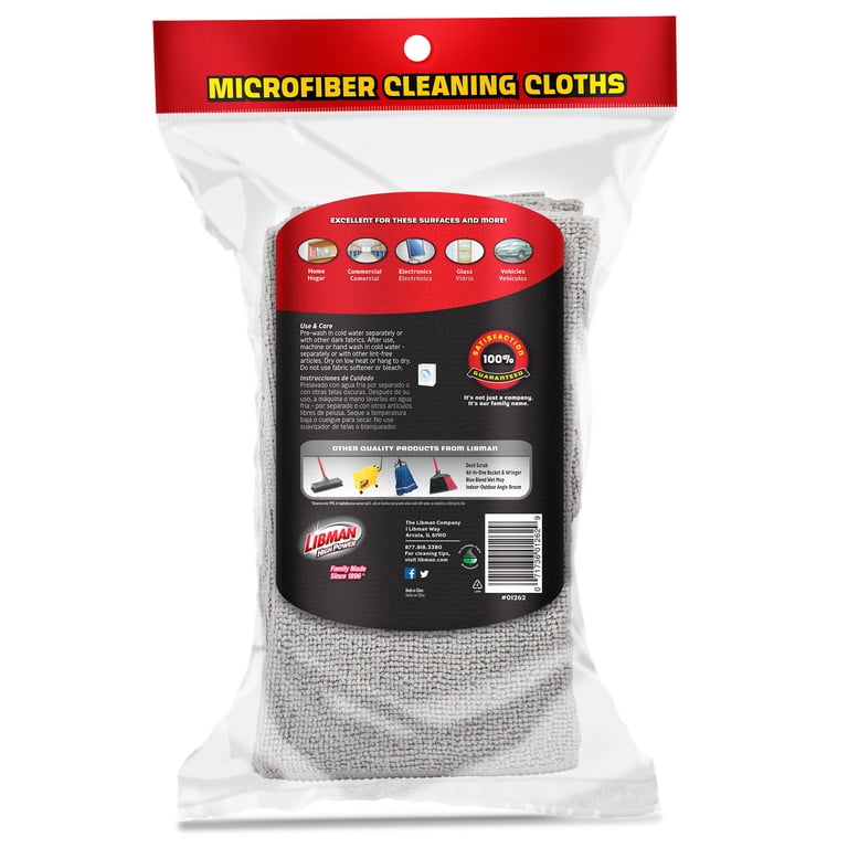 Libman Heavy Duty Microfiber Cleaning Cloths, Gray, 12 Pack photo 7