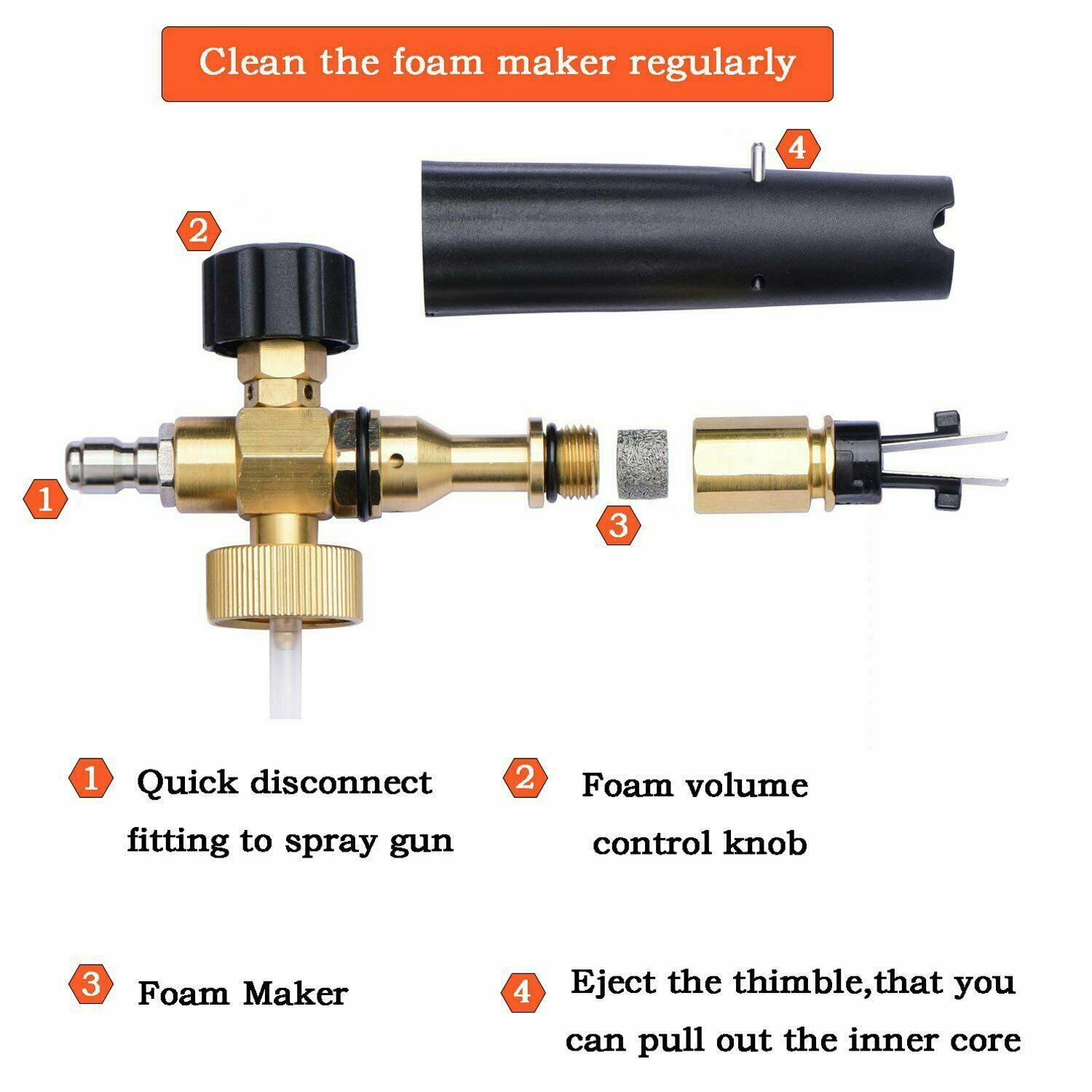PVUEL 1/4" Car Pressure Snow Foam Washer Gun Washer Soap Lance Cannon Spray Jet Bottle Black