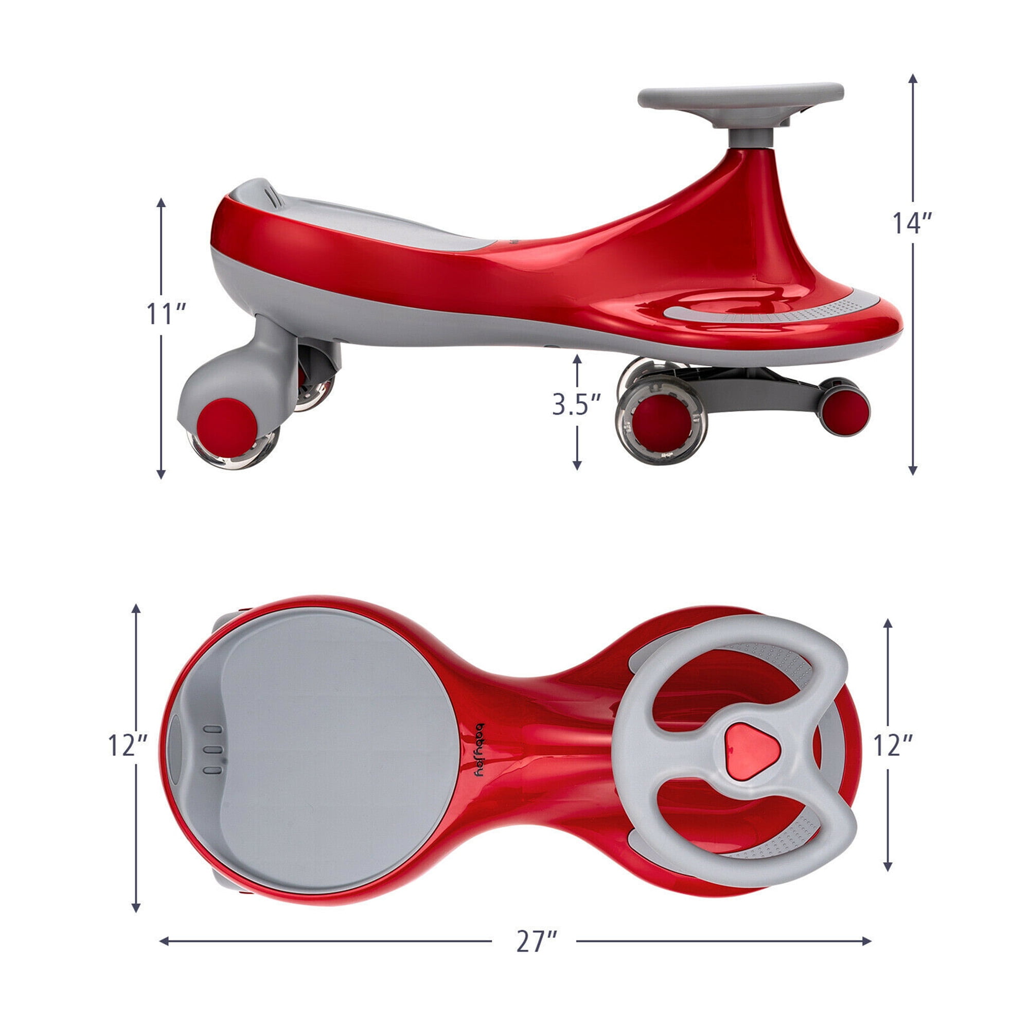 Gymax Toddlers & Kids Wiggle Car Ride-on Toy w/ Flashing Wheels Red