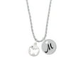 thumbnail image 2 of Delight Jewelry Silvertone Butterfly Silhouette Silvertone Script Initial Disc - M - Charm Necklace, 20"+3", 2 of 4