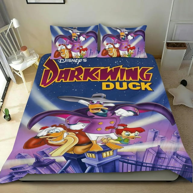 Pato Darkwing Conjunto de sábanas temático, trío de piezas, cómodo y amigable con la piel, diseño único, regalo de decoración para el hogar para familiares, amigos y fans,135cm *200cm