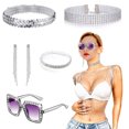 thumbnail image 1 of Accesorios de discoteca, diadema con lentejuelas, gafas de sol, collar, pendientes, bufanda de diamantes, pulsera de diamantes, traje, 1 of 6