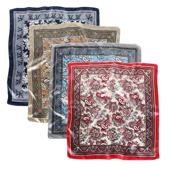 4 Pcs 23'' Square Satin Head Scarves Satin Bandanas for Women Headband Scarves Silk Feeling Scarf Boho Headwear