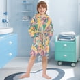 thumbnail image 5 of FORMRS Niños Bathrobe Unisex Hooded Robe Soft Plush Pajamas Sleepwear, Size 7-9T, Yellow Floral Wave, 5 of 7