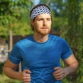 thumbnail image 5 of Blue and White Plaid Headbands for Women Men, Workout Elastic Sweat Band for Yoga Running Cycling Gym Exercise Non Slip Head Bands for Women's Hair, 5 of 5