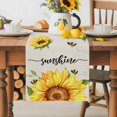 thumbnail image 2 of Burlap Table Runner 90 Inches Long,Sunflower Bee Leaves on Linen Non-Slip Kitchen Table Runners for Dining Room Everyday Use Party Table Decorations Summer Sunshine Quote, 2 of 9