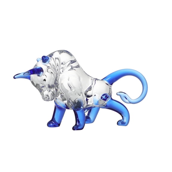 1pcs Blue Crystal Bull Ornaments Statue, Crystal Bull Sculpture Modern Home Office Figurine Decor Desktop Decoration