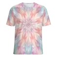 thumbnail image 5 of Kaleidoscope Mandala Colorful Floral Boho Women's Short Sleeve T-Shirt Crew Neck Casual Summer Trendy Loose Fit Tops, 5 of 6