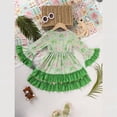 thumbnail image 5 of ZEHJUHAN Toddler Girl's Cute Party Dress Set, Clover Print Bell Sleeve A-Line Dress With Ruffle Hem For Spring Fall Green，3Y, 5 of 12