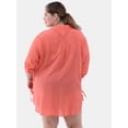 thumbnail image 2 of Time and Tru Women's and Women's Plus Shirt Coverup with Long Sleeves, Sizes XS-3X, 2 of 7
