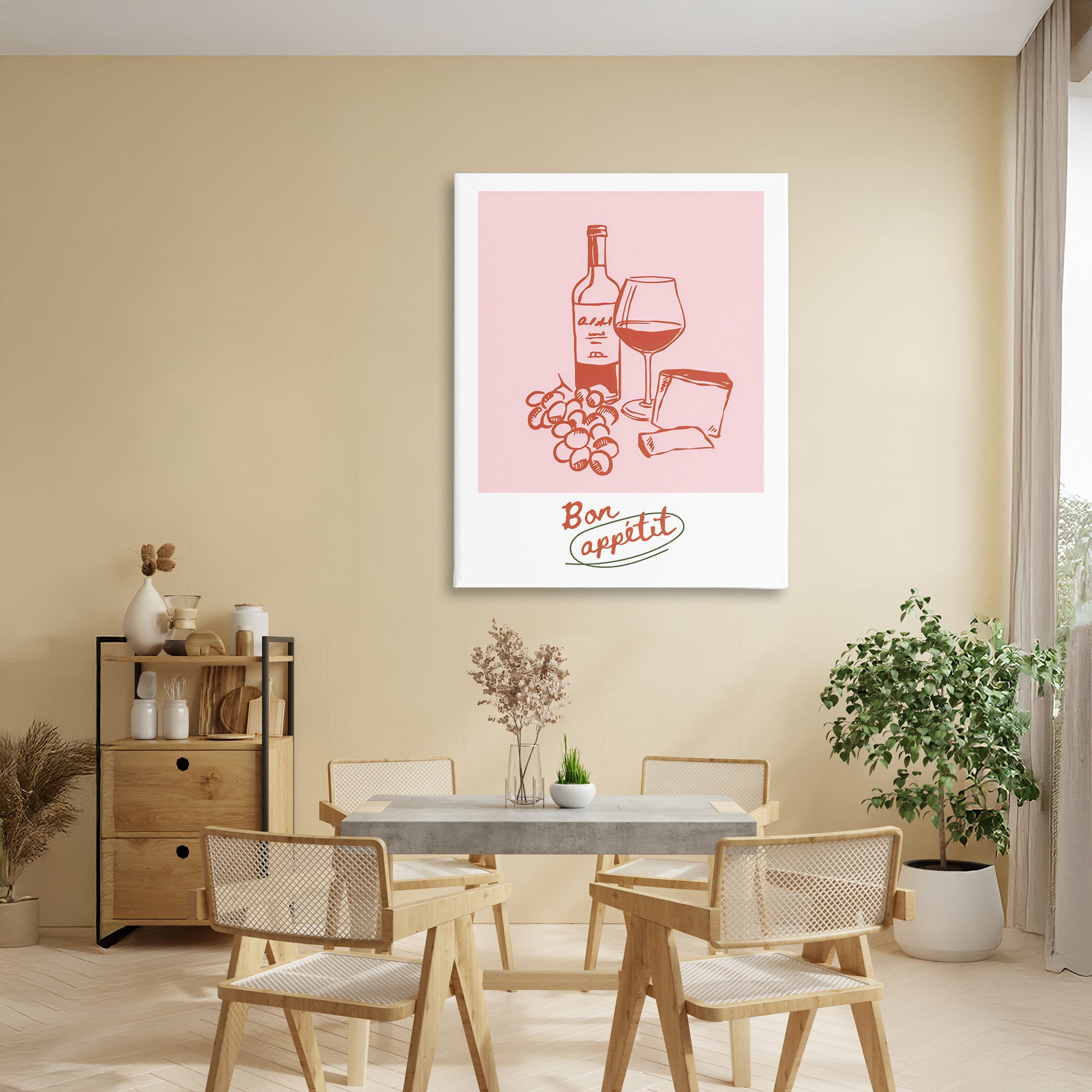 Stupell Industries Bon Appetit Wine & Grapes Canvas Wall Art, design by The Prints Vibe