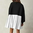 thumbnail image 7 of LEAVINGSUO Dresses for Women 2023 Fashion Women's Casual Over Sized Sweatshirt Long Sleeve Dress Round-Neck Ladies Patchwork Mini Dresses Black XL, 7 of 7