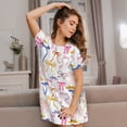 thumbnail image 3 of Naloa bow ribbons Print Women Nightgowns,Womens Loungewear,Short Sleeve Sleepwear,Comfy Ladies Nightdress, 3 of 6