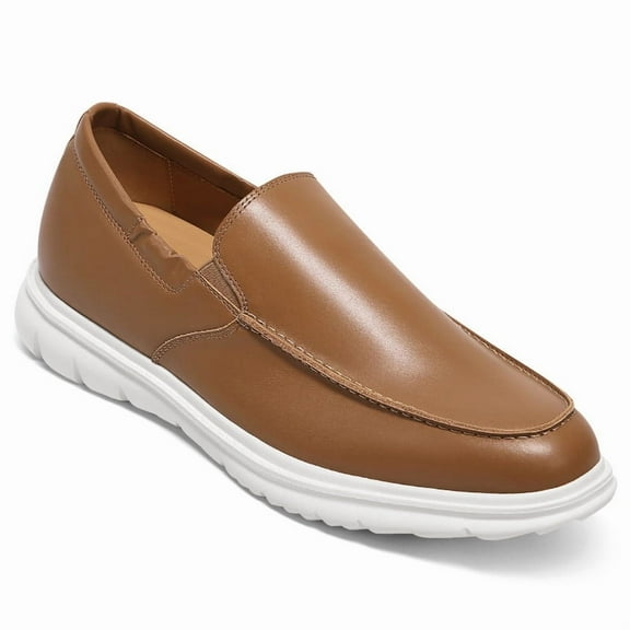 CMR CHAMARIPA Men's Casual Height Increasing Shoes - Brown Leather Elevator Loafers 5CM / 1.95 Inches